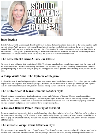 10 Necessary Pieces of Women's Garments for Every Wardrobe
