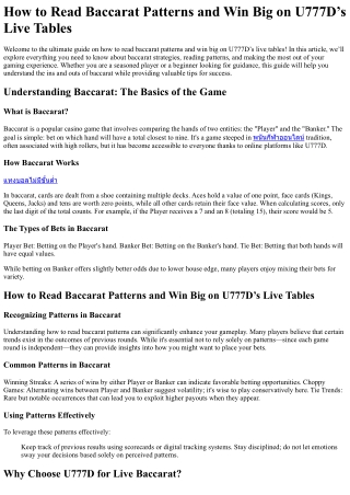 How to Read Baccarat Patterns and Win Big on U777D’s Live Tables