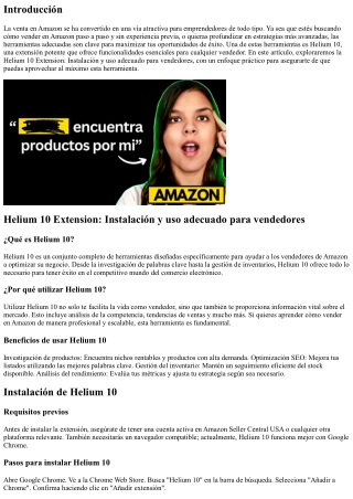 Helium 10 Extension: Instalación y uso adecuado para vendedores