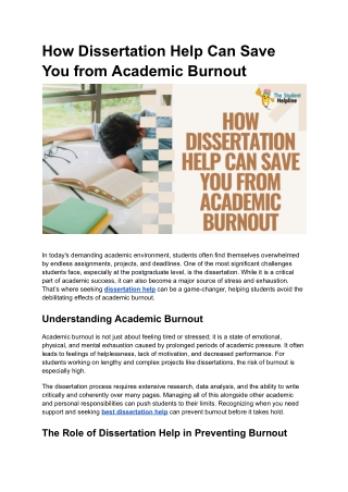 How Dissertation Help Can Save You from Academic Burnout