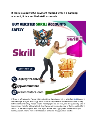 The special importance of buying a verified skrill accounts