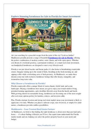 Explore Stunning Farmhouse for Sale in Florida for Smart Investment