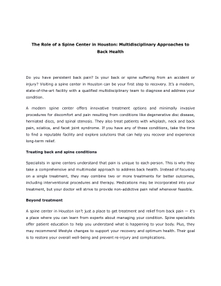 The Role of a Spine Center in Houston_ Multidisciplinary Approaches to Back Health
