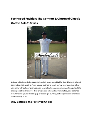 Feel-Good Fashion_ The Comfort & Charm of Classic Cotton Polo T-Shirts