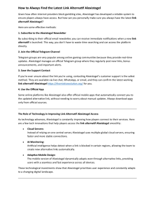 How to Always Find the Latest Link Alternatif Alexistogel