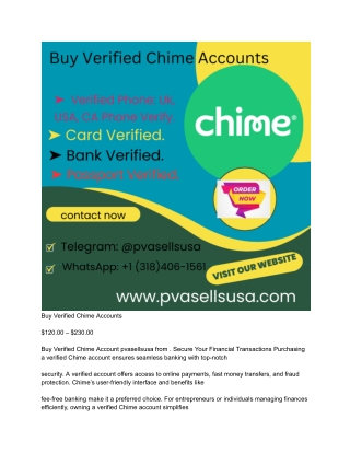 Buy Verified USA, UK Chime Accounts