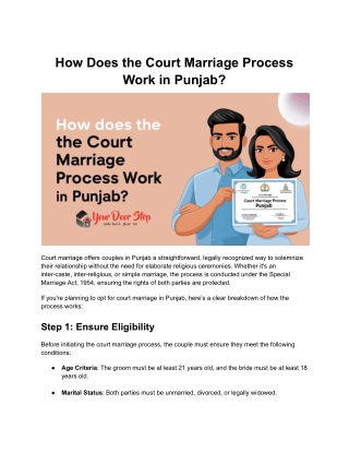 How Does the Court Marriage Process Work in Punjab? | Your Door Step