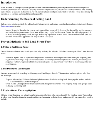 Sell Land Stress-Free with These Proven Methods