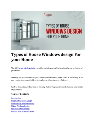 Types of House Windows design For your Home