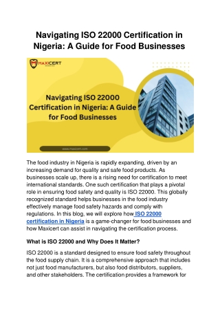 navigating iso 22000 certification in nigeria