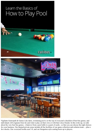 vigilante gastropub games like darts swimming