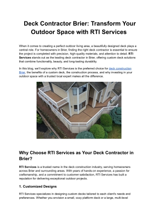 Deck Contractor Brier_ Transform Your Outdoor Space with RTI Services