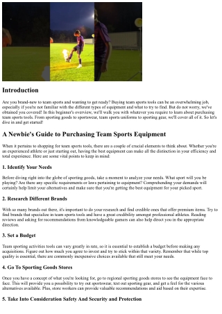 A Beginner's Overview to Purchasing Team Sports Equipment