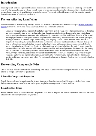How to Determine the Value of Land Before Selling