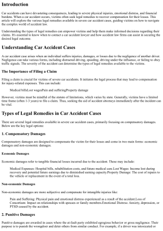 Legal Remedies Available in Severe Car Accident Cases