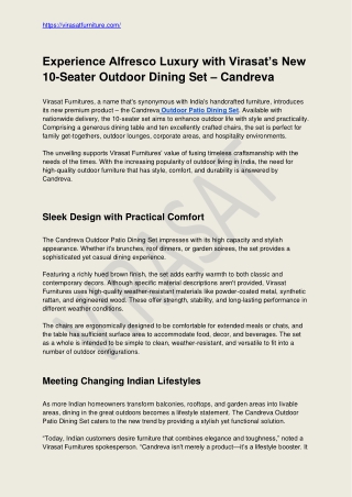 Experience Alfresco Luxury with Virasat’s New 10-Seater Outdoor Dining Set – Candreva (1)