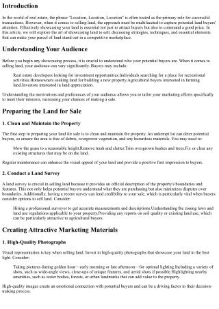 The Art of Showcasing Your Land to Sell