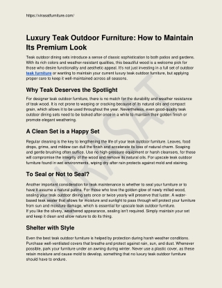 Luxury Teak Outdoor Furniture_ How to Maintain Its Premium Look