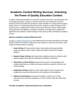 Academic Content Writing Services_ Unlocking the Power of Quality Education Content
