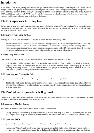 Selling Land: DIY vs. Working with a Professional