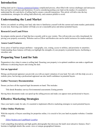 Selling Land: Do's and Don'ts for a Smooth Transaction