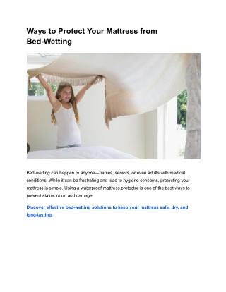ways to protect your mattress from bed wetting