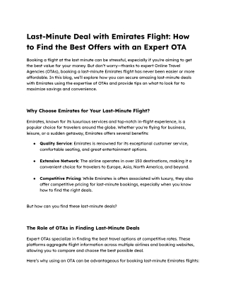 Last-Minute Deal with Emirates Flight_ How to Find the Best Offers with an Expert OTA