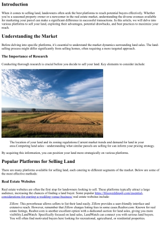 Exploring Different Platforms to Sell Your Land
