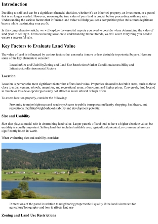 How to Determine the Value of Land Before Selling