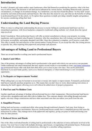We Buy Land: Exploring the Benefits of Selling to Professional Buyers