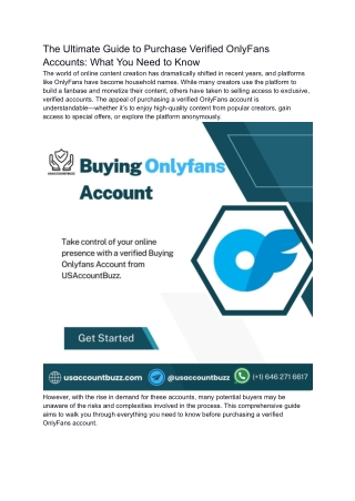 The Ultimate Guide to Purchase Verified OnlyFans Accounts_ What You Need to Know