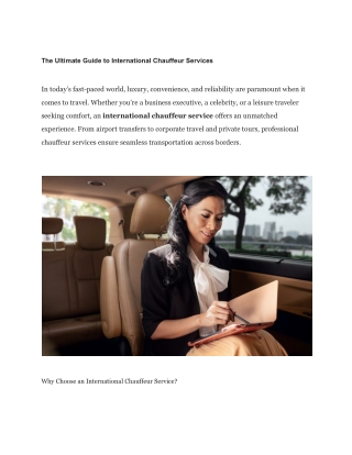 The Ultimate Guide to International Chauffeur Services