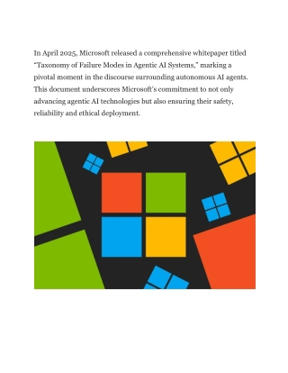 Microsoft Whitepaper “Taxonomy of Failure Modes in Agentic AI Systems” A Critical Blueprint for the Future of Autonomous