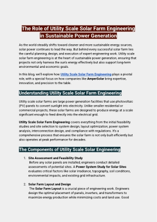 the role of utility scale solar farm engineering