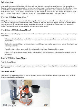 Mixing Facilitated: A Closer Take A Look At 55 Gallon Drum Mixers and Their Appl