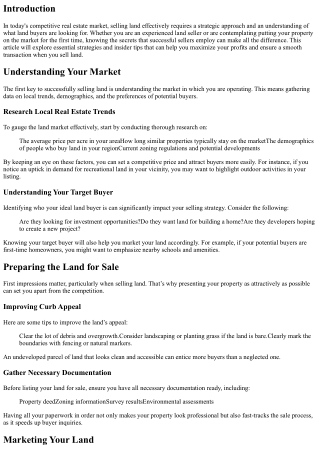 Secrets of Successful Land Sellers Revealed