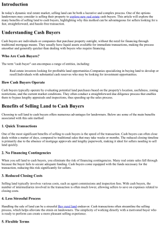 We Buy Land: Benefits of Selling to Cash Buyers