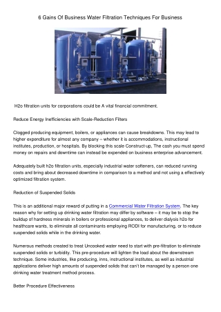 GainsOfBusinessWaterFiltrationTechniquesForBusiness