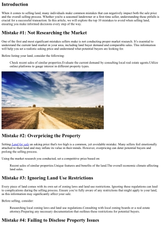10 Mistakes to Avoid When Selling Land