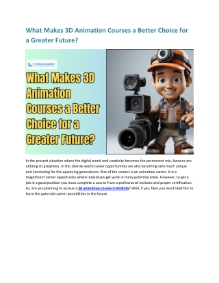 what makes 3d animation courses a better choice