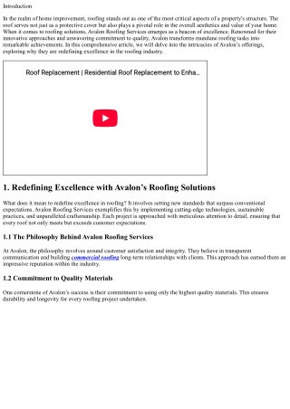 Redefining Excellence with Avalon’s Roofing Solutions