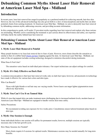 Debunking Common Myths About Laser Hair Removal at American Laser Med Spa - Midl