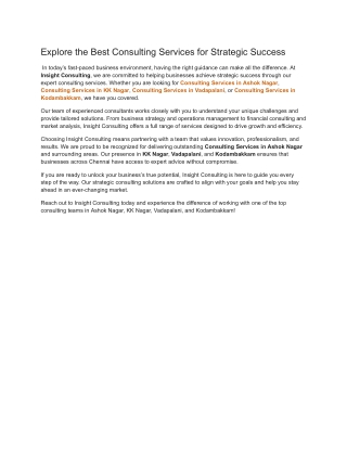 Explore the Best Consulting Services for Strategic Success