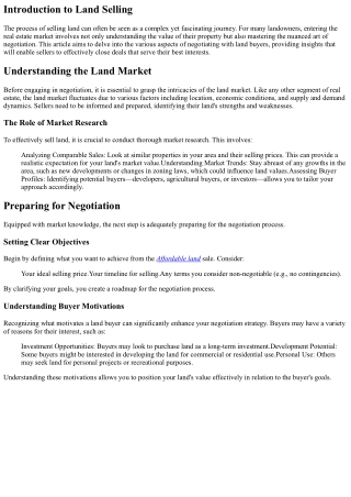 The Art of Negotiating with Land Buyers