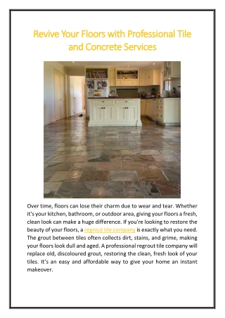 Revive Your Floors with Professional Tile and Concrete Services