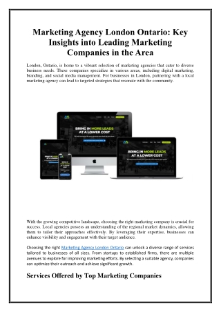 Marketing Agency London Ontario Key Insights into Leading Marketing Companies in the Area