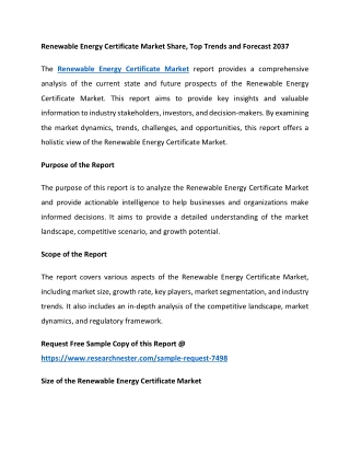 Renewable Energy Certificate Market Share, Top Trends and Forecast 2037