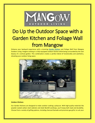 Do Up the Outdoor Space with a Garden Kitchen and Foliage Wall from Mangow