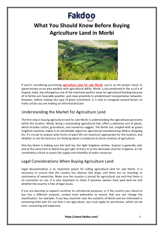 What You Should Know Before Buying Agriculture Land in Morbi