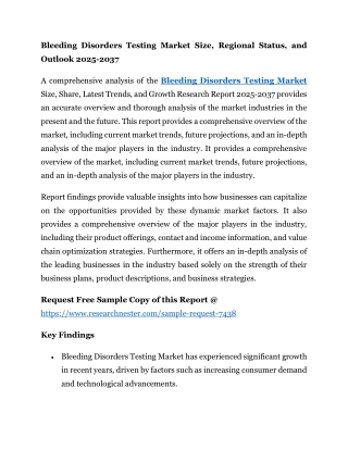 Bleeding Disorders Testing Market